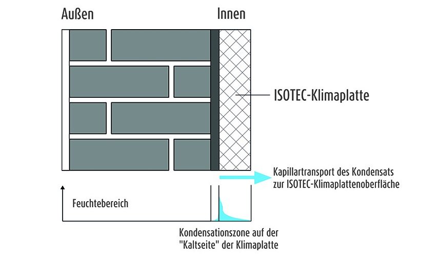 Feuchteverteilung im Querschnitt der Calciumsilikatplatte