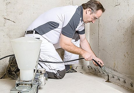 Injected special resin prevents water penetration